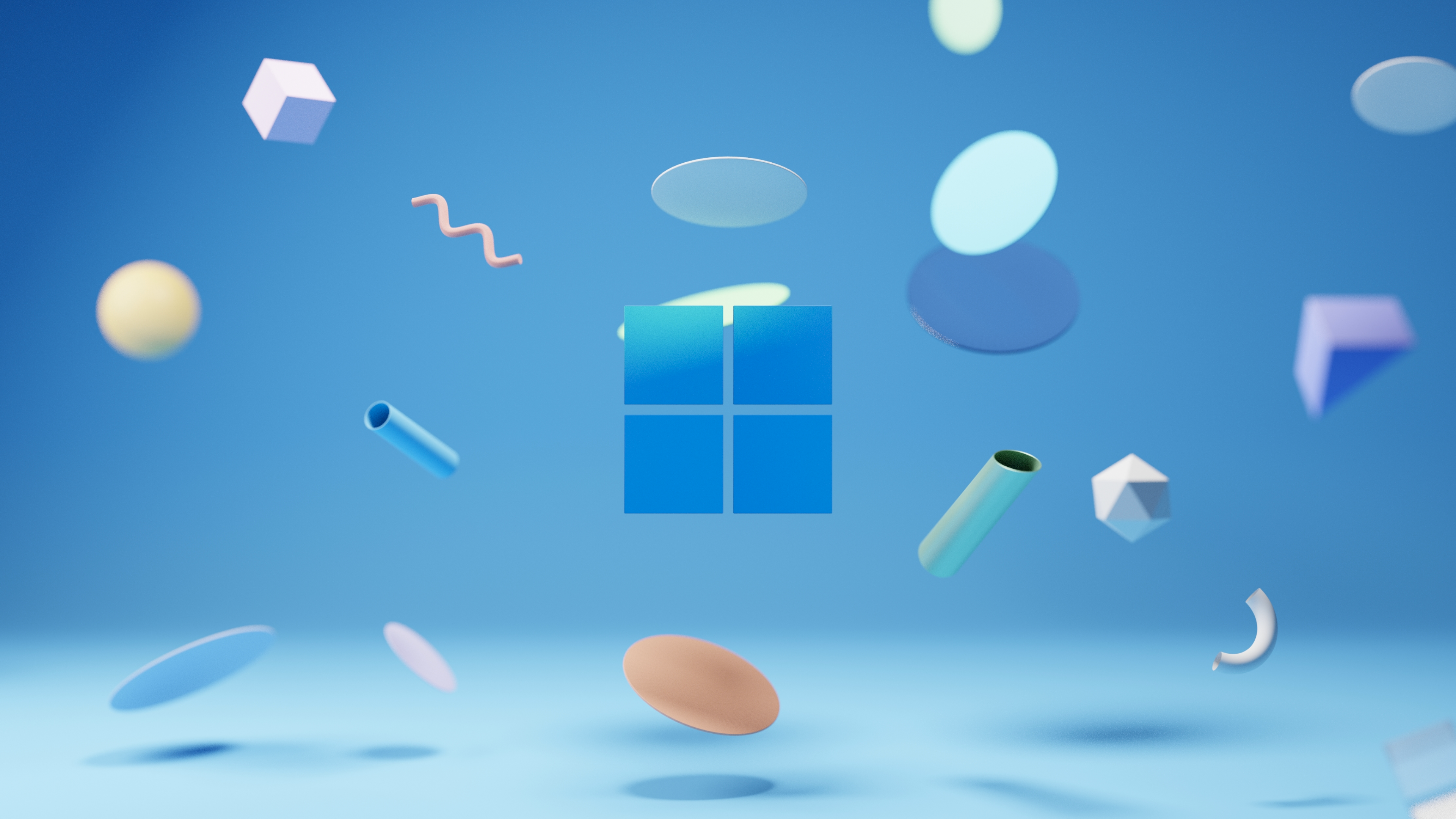 Windows wallpaper with floating objects.